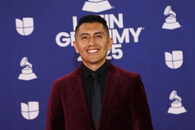 Jaime Velez arrives for the 26th annual Latin Grammy Awards at the MGM Garden Arena in Las Vegas, Nevada on Thursday, November 13, 2025.  LAV20251113171 JAMESxATOA