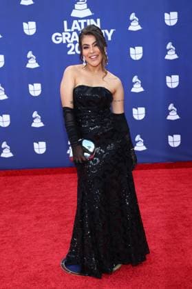 Karen Lizarazo arrives for the 26th annual Latin Grammy Awards at the MGM Garden Arena in Las Vegas, Nevada on Thursday, November 13, 2025.  LAV20251113110 JAMESxATOA