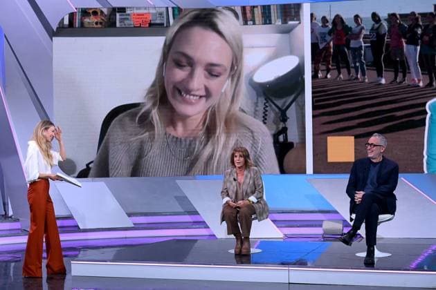 November 15, 2025, Milan, Rome, Italy: TV show TV Talk, Rai 3. Pictured: Mia Ceran, Carlo Puca, and Lella Costa . Milan, Italy 15 November 2025 Milan Italy  - ZUMAa289 20251115_zia_a289_186 Copyright: xAgfx