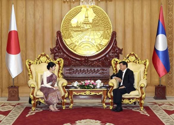 Japan Princess Aiko in Laos Japanese Princess Aiko meets Lao President Thongloun Sisoulith in Vientiane on Nov. 18, 2025, as she visits Laos on her first official overseas trip, marking the 70th anniversary of the establishment of diplomatic ties. (Pool photo)  A14AA0005043911P