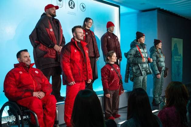 November 18, 2025, Toronto, On, Canada: Athletes model LululemonöÄÃ s new Team Canada uniforms for the Milano Cortina 2026 Winter Olympics, in Toronto, Tuesday, Nov. 18, 2025. Toronto Canada  - ZUMAc35_ 20251118_zaf_c35_050 Copyright: xLauraxProctorx