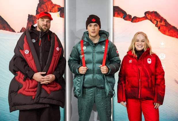 November 18, 2025, Toronto, On, Canada: Athletes model LululemonöÄÃ s new Team Canada uniforms for the Milano Cortina 2026 Winter Olympics, in Toronto, Tuesday, Nov. 18, 2025. Toronto Canada  - ZUMAc35_ 20251118_zaf_c35_053 Copyright: xLauraxProctorx