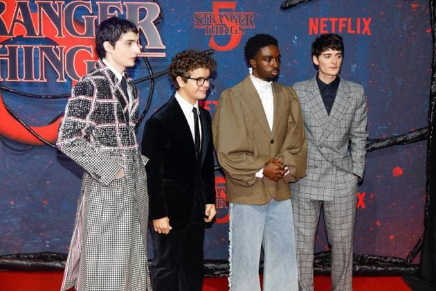 Premiere der Stranger Things Staffel 5 in Berlin Berlin, 18.11.2025 Finn Wolfhard, Gaten Matarazzo, Caleb McLaughlin und Noah Schnapp bei der Premiere der Stranger Things Staffel 5 in Berlin Berlin Copyright: xMatthiasxGränzdörferx