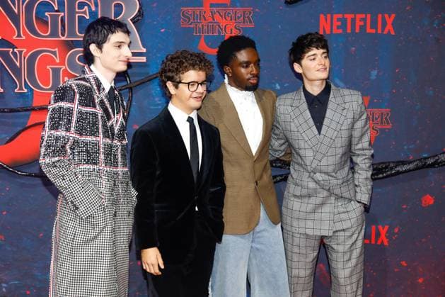 Premiere der Stranger Things Staffel 5 in Berlin Berlin, 18.11.2025 Finn Wolfhard, Gaten Matarazzo, Caleb McLaughlin und Noah Schnapp bei der Premiere der Stranger Things Staffel 5 in Berlin Berlin Copyright: xMatthiasxGränzdörferx