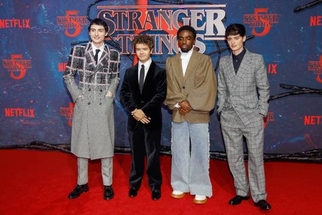 Premiere der Stranger Things Staffel 5 in Berlin Berlin, 18.11.2025 Finn Wolfhard, Gaten Matarazzo, Caleb McLaughlin und Noah Schnapp bei der Premiere der Stranger Things Staffel 5 in Berlin Berlin Copyright: xMatthiasxGränzdörferx