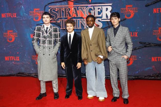 Premiere der Stranger Things Staffel 5 in Berlin Berlin, 18.11.2025 Finn Wolfhard, Gaten Matarazzo, Caleb McLaughlin und Noah Schnapp bei der Premiere der Stranger Things Staffel 5 in Berlin Berlin Copyright: xMatthiasxGränzdörferx