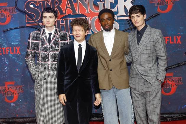 Premiere der Stranger Things Staffel 5 in Berlin Berlin, 18.11.2025 Finn Wolfhard, Gaten Matarazzo, Caleb McLaughlin und Noah Schnapp bei der Premiere der Stranger Things Staffel 5 in Berlin Berlin Copyright: xMatthiasxGränzdörferx
