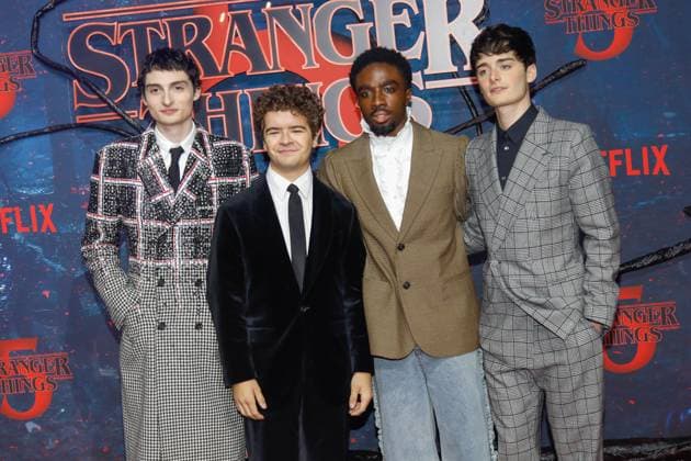 Premiere der Stranger Things Staffel 5 in Berlin Berlin, 18.11.2025 Finn Wolfhard, Gaten Matarazzo, Caleb McLaughlin und Noah Schnapp bei der Premiere der Stranger Things Staffel 5 in Berlin Berlin Copyright: xMatthiasxGränzdörferx