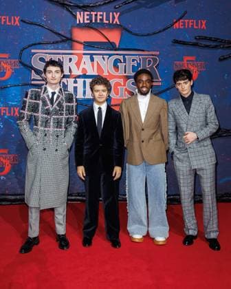 Fan Event - Stranger Things 5 - Finn Wolfhard, Gaten Matarazzo, Caleb McLaughlin und Noah Schnapp beim Netflix Stranger Things Staffel 5 Fan Event im Flughafen Tempelhof Hangar 7 am 18.11.2025 in Berlin. Copyright: xEventpressxKochanx