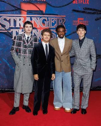 Fan Event - Stranger Things 5 - Finn Wolfhard, Gaten Matarazzo, Caleb McLaughlin und Noah Schnapp beim Netflix Stranger Things Staffel 5 Fan Event im Flughafen Tempelhof Hangar 7 am 18.11.2025 in Berlin. Copyright: xEventpressxKochanx