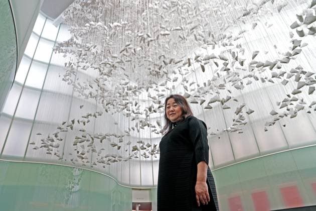Milan, Preview of the installation Moment the Snow Melts by Chiharu Shiota at Mudec, Museum of Culture in Via Tortona, in the photo the artist Chiharu Shiota  Copyright: xDuilioxPiaggesix xipa-agency.netx xDuilioxPiaggesix IPA_Agency_IPA68125029