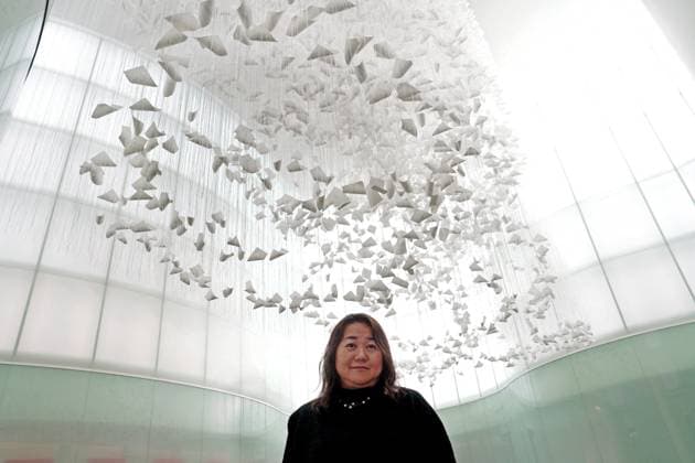 Chiharu Shiota s Art Installation Moment the Snow Melts at Mudec - Milan Chiharu Shiota at the preview of her own art installation Moment the Snow Melts at Mudec, Museum of Culture in Via Tortona in Milan, Italy on November 19, 2025. Photo by Duilio Piaggesi IPA ABACAPRESS.COM Milan Milan Italy  Copyright: xIPA ABACAx