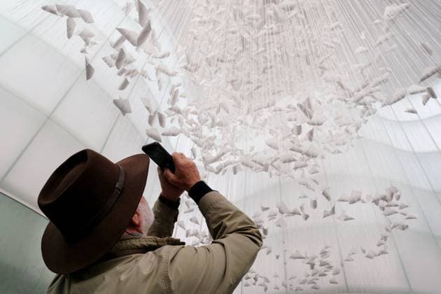 Chiharu Shiota s Art Installation Moment the Snow Melts at Mudec - Milan Preview of the installation Moment the Snow Melts by Chiharu Shiota at Mudec, Museum of Culture in Via Tortona in Milan, Italy on November 19, 2025. Photo by Duilio Piaggesi IPA ABACAPRESS.COM Milan Milan Italy  Copyright: xIPA ABACAx