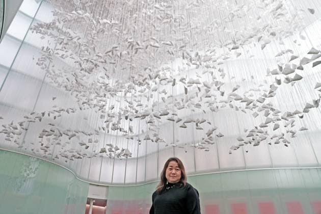 Chiharu Shiota s Art Installation Moment the Snow Melts at Mudec - Milan Chiharu Shiota at the preview of her own art installation Moment the Snow Melts at Mudec, Museum of Culture in Via Tortona in Milan, Italy on November 19, 2025. Photo by Duilio Piaggesi IPA ABACAPRESS.COM Milan Milan Italy  Copyright: xIPA ABACAx