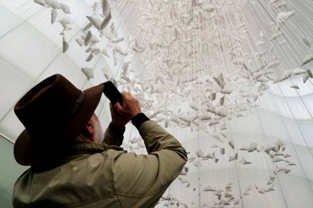 Chiharu Shiota s Art Installation Moment the Snow Melts at Mudec - Milan Preview of the installation Moment the Snow Melts by Chiharu Shiota at Mudec, Museum of Culture in Via Tortona in Milan, Italy on November 19, 2025. Photo by Duilio Piaggesi IPA ABACAPRESS.COM Milan Milan Italy  Copyright: xIPA ABACAx