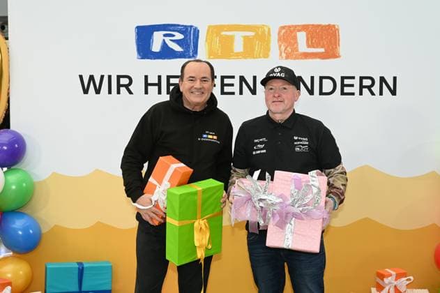 Moderator Wolfram Kons und Joey Kelly bei einem Fototermin zur 24 Stunden Geburtstags Challange zum 30. Geburtstag des RTL Spendenmarathon - wir helfen Kindern die ab 20.11. 18.00 Uhr stattfindet.