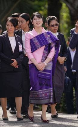Japan Princess Aiko in Laos Japanese Princess Aiko (C) arrives at the National Museum in the ancient Lao capital of Luang Prabang during her official trip to Laos on Nov. 20, 2025. (Pool photo)  A14AA0005048109P