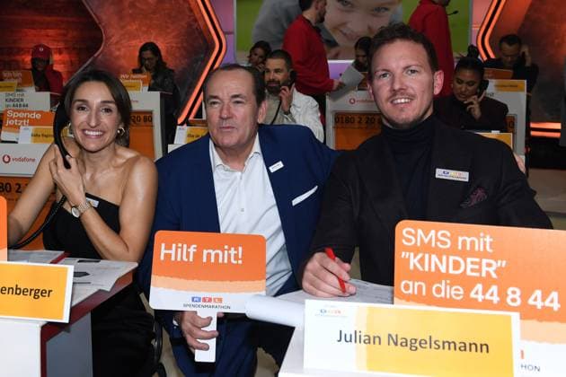 30. RTL-Spendenmarathon 2025 am 20.11.2025 im EMG Studio 8 in Hürth Lena Wurzenberger, Wolfram Kons und Julian Nagelsmann ( Bundestrainer ) beim 30. RTL-Spendenmarathon 2025 am 22.11.2025 im EMG Studio 8 in Hürth.