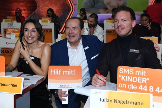30. RTL-Spendenmarathon 2025 am 20.11.2025 im EMG Studio 8 in Hürth Lena Wurzenberger, Wolfram Kons und Julian Nagelsmann ( Bundestrainer ) beim 30. RTL-Spendenmarathon 2025 am 22.11.2025 im EMG Studio 8 in Hürth.
