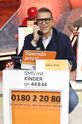 Tobias Beck beim 30. RTL-Spendenmarathon 2025 im Studio 8 der EMG Studios. Hürth, 20.11.2025