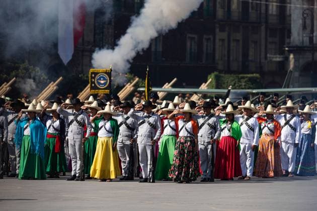 November 20, 2025, Mexico City, Mexico: Parade commemorating the 115th anniversary of the start of the Mexican Revolution, in which various contingents from the Army, Air Force, and National Guard participated, some characterized as historical figures. The president of Mexico, CLAUDIA SHEINBAUM PARDO, led the event with the presence of military and civil authorities. The route went from the main square of Mexico City to the Monument to the Revolution. Mexico City Mexico - ZUMAl178 20251120_znp_l178_015 Copyright: xCristianxLeyvax
