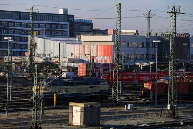 November 21, 2025, Cottbus, Brandenburg, Germany: A view of Cottbus main station (Hauptbahnhof). A 250-kilogram World War II bomb discovered during construction work at the new ICE maintenance facility has led to a 300-meter exclusion zone and the evacuation of around 500 residents. The device, a German aerial bomb fitted with a Soviet fuse, is being defused by the explosive ordnance disposal service. The site had already been checked for ordnance before construction, with bombs cleared there in May and June, as Cottbus station was heavily bombed during World War II. Cottbus Germany - ZUMAf146 20251121_zip_f146_023 Copyright: xRouzbehxFouladix