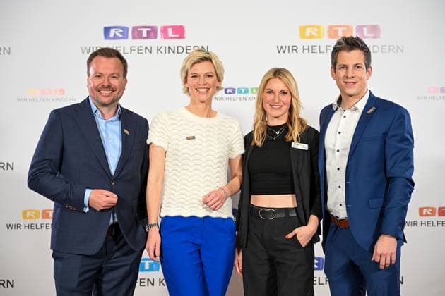 30. RTL-Spendenmarathon 2025 am 21.11.2025 im EMG Studio 8 in Hürth V.l.n.r.: Oliver Beckmeier, Verena Fels, Daniela Will, Daniel Schüler beim 30. RTL-Spendenmarathon 2025 am 21.11.2025 im EMG Studio 8 in Hürth.