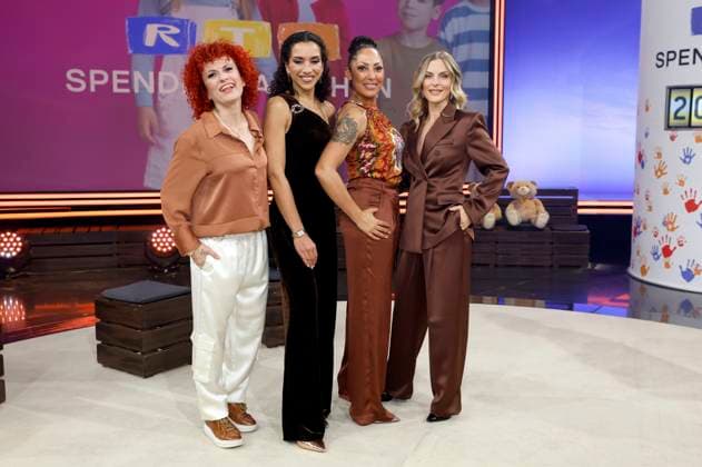 Lucy Diakovska, Nadja Benaissa, Jessica Wahls und Sandy Mölling von den No Angels beim 30. RTL-Spendenmarathon 2025 im Studio 8 der EMG Studios. Hürth, 21.11.2025