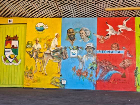 21-11-2025 Antillen Wallpainting of Princess Beatrix on the island of Sint Eustatius. Â  Copyright: xPPEx