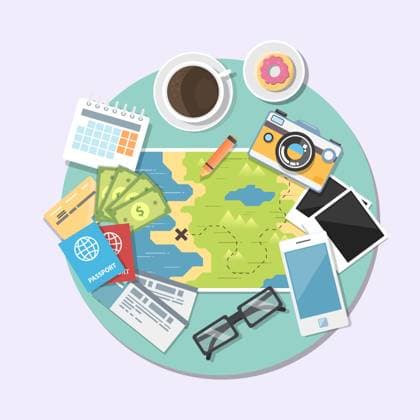 Flat of World Travel And Tourism Flat illustration of world travel and tourism. flat illustration for web and print Copyright: xandrewderrx