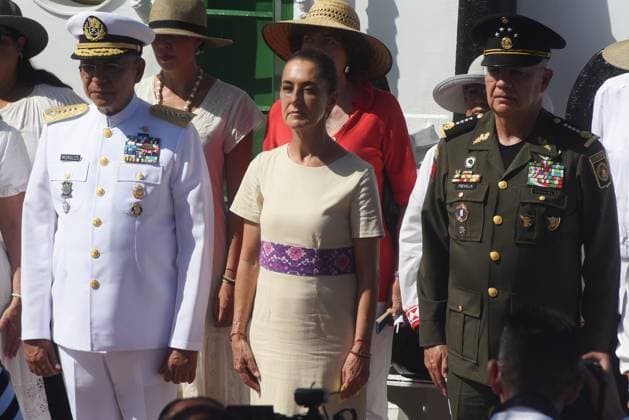 Mexican Navy’s training ship Cuauhtemoc returns to Veracruz after repairs in New York VERACRUZ, MEXICO - NOVEMBER 23: Mexican President Claudia Sheinbaum attends the ceremony marking the return of the Mexican Navy’s training ship Cuauhtemoc to the Port of Veracruz after repairs in New York following a recent accident, in Veracruz, Mexico on November 23, 2025. Rolando Ramos Anadolu Veracruz Mexico. Editorial use only. Please get in touch for any other usage.  Copyright: x2025xAnadoluxRolandoxRamosx