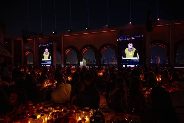 Celebs Attend Inaugural Franca Fund Gala - Doha Sheikha Al Mayassa bint Hamas Al Thani speaks during the Franca Fund Gala at the Museum of Islamic Art, in Doha, Qatar, on November 23, 2025. Photo by Balkis Press ABACAPRESS.COM Doha United Arab Emirates  Copyright: xBalkisxPress ABACAx