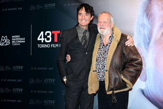 43rd Turin Film Festival 2025, Day 3 - Terry Gilliam Photocall. Pictured: Giulio Base, Terry Gilliam  Copyright: xMaurizioxD Avanzox xipa-agency.netx xDxAvanzo xMangiarottix IPA_Agency_IPA68331203