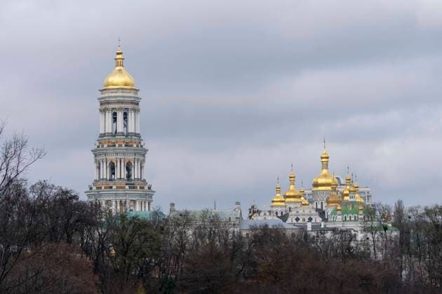 Great Lavra Belltower and Cathedral of the Dormition, part of the Kyiv Pechersk Lavra in Kyiv. Kyiv Kyiv City Ukraine
