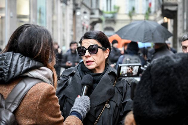 November 24, 2025, Milan, Mi, italy: Geppi Cucciari pictured at Ornella Vanoni s burial chamber in Milan Nov 24th 2025 Milan italy  - ZUMAa289 20251124_zia_a289_113 Copyright: xNicolaxMarfisi Agfx