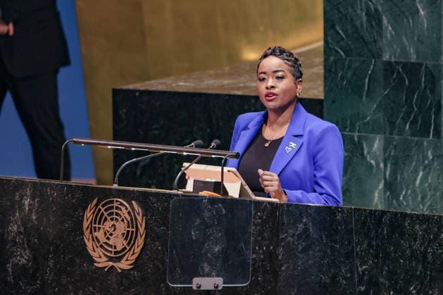November 24, 2025, New York, New York, USA: SHAMERE MCKENZIE, Sun Gate Foundation CEO, representative of civil society, trafficking survivor, speaks during the High-Level Meeting on the appraisal of the UN Global Plan of Action to Combat Trafficking in Persons at UNHQ, where ministerial-level representatives called for stronger legislation, digital-age protections, and coordinated responses amid rising child and forced labour trafficking, driven by conflict, displacement, and climate pressures. New York USA - ZUMAo116 20251124_znp_o116_060 Copyright: xBiancaxOterox