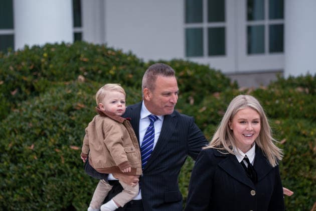 November 25, 2025, Washington, District of Columbia, United States: White House Press Secretary Karoline Leavitt along with her husband and son joined President Donald Trump at the annual Presidential Thanksgiving Turkey Pardon in the Rose Garden on November 25, 2025. Washington United States - ZUMAl312 20251125_znp_l312_030 Copyright: xAndrewxLeydenx
