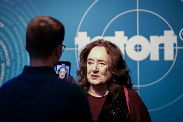 Premiere Münster-Tatort. Pressetermin zur Premiere des neuen ;Münster-Tatort Die Erfindung des Rades. Die Ausstrahlung ist am 7. Dezember im Ersten und der ARD Mediathek. Mechthild Großmann, als Wilhelmine Klemm. Münster, Nordrhein-Westfalen, DEU, Deutschland, 25.11.2025