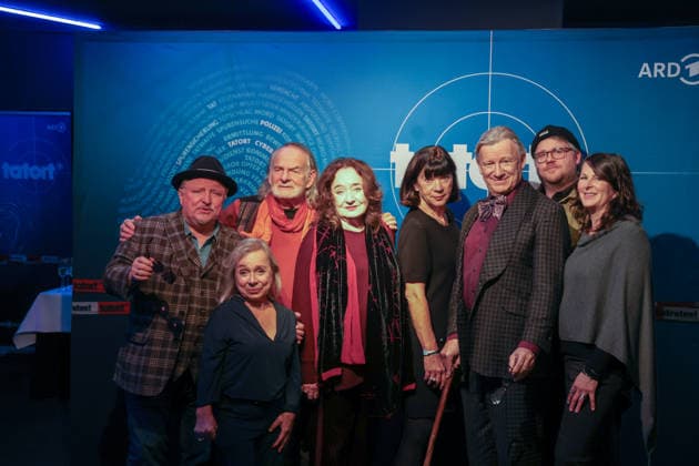 Premiere Münster-Tatort. Pressetermin zur Premiere des neuen ;Münster-Tatort Die Erfindung des Rades. Die Ausstrahlung ist am 7. Dezember im Ersten und der ARD Mediathek. u.a. mit Axel Prahl, als Frank Thiel und Mechthild Großmann, als Wilhelmine Klemm, Claus D. Clausnitzer, als Herbert Vaddern Thiel, Björn Meyer, als Mirko Schrader, ChrisTine Urspruch, als Silke Haller. Münster, Nordrhein-Westfalen, DEU, Deutschland, 25.11.2025