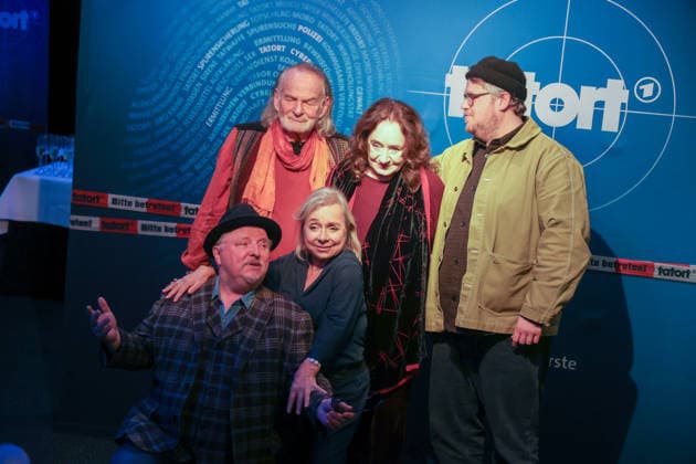 Premiere Münster-Tatort. Pressetermin zur Premiere des neuen ;Münster-Tatort Die Erfindung des Rades. Die Ausstrahlung ist am 7. Dezember im Ersten und der ARD Mediathek. Axel Prahl, als Frank Thiel und Mechthild Großmann, als Wilhelmine Klemm, Claus D. Clausnitzer, als Herbert Vaddern Thiel, Björn Meyer, als Mirko Schrader, ChrisTine Urspruch, als Silke Haller. Münster, Nordrhein-Westfalen, DEU, Deutschland, 25.11.2025