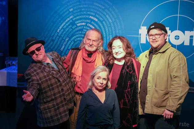 Premiere Münster-Tatort. Pressetermin zur Premiere des neuen ;Münster-Tatort Die Erfindung des Rades. Die Ausstrahlung ist am 7. Dezember im Ersten und der ARD Mediathek. Axel Prahl, als Frank Thiel und Mechthild Großmann, als Wilhelmine Klemm, Claus D. Clausnitzer, als Herbert Vaddern Thiel, Björn Meyer, als Mirko Schrader, ChrisTine Urspruch, als Silke Haller. Münster, Nordrhein-Westfalen, DEU, Deutschland, 25.11.2025