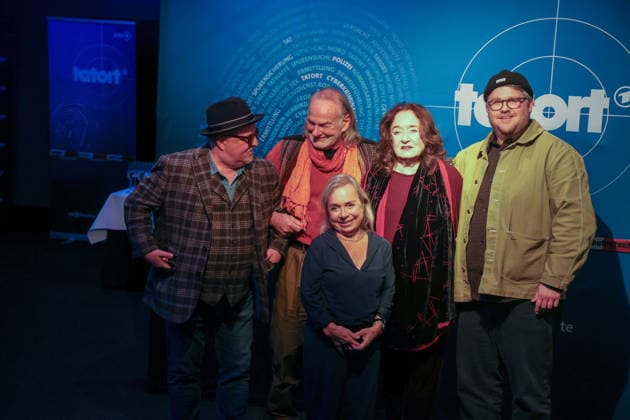 Premiere Münster-Tatort. Pressetermin zur Premiere des neuen ;Münster-Tatort Die Erfindung des Rades. Die Ausstrahlung ist am 7. Dezember im Ersten und der ARD Mediathek. Axel Prahl, als Frank Thiel und Mechthild Großmann, als Wilhelmine Klemm, Claus D. Clausnitzer, als Herbert Vaddern Thiel, Björn Meyer, als Mirko Schrader, ChrisTine Urspruch, als Silke Haller. Münster, Nordrhein-Westfalen, DEU, Deutschland, 25.11.2025