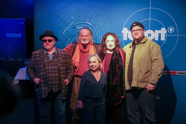 Premiere Münster-Tatort. Pressetermin zur Premiere des neuen ;Münster-Tatort Die Erfindung des Rades. Die Ausstrahlung ist am 7. Dezember im Ersten und der ARD Mediathek. Axel Prahl, als Frank Thiel und Mechthild Großmann, als Wilhelmine Klemm, Claus D. Clausnitzer, als Herbert Vaddern Thiel, Björn Meyer, als Mirko Schrader, ChrisTine Urspruch, als Silke Haller. Münster, Nordrhein-Westfalen, DEU, Deutschland, 25.11.2025