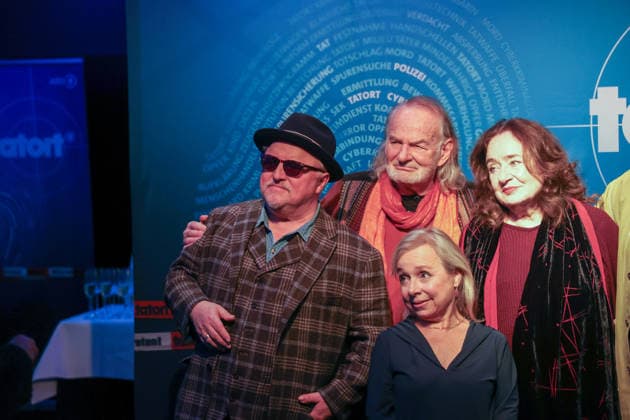 Premiere Münster-Tatort. Pressetermin zur Premiere des neuen ;Münster-Tatort Die Erfindung des Rades. Die Ausstrahlung ist am 7. Dezember im Ersten und der ARD Mediathek. Axel Prahl, als Frank Thiel und Mechthild Großmann, als Wilhelmine Klemm, Claus D. Clausnitzer, als Herbert Vaddern Thiel, Björn Meyer, als Mirko Schrader, ChrisTine Urspruch, als Silke Haller. Münster, Nordrhein-Westfalen, DEU, Deutschland, 25.11.2025