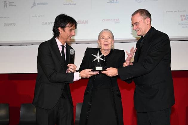 43rd Turin Film Festival 2025, Day 4 - Mole Stars Award to Vanessa Redgrave. Pictured: Giulio Base, Vanessa Redgrave, Carlo Gabriel Nero  Copyright: xMaurizioxD Avanzox xipa-agency.netx xDxAvanzo Mangiarottix IPA_Agency_IPA68381561
