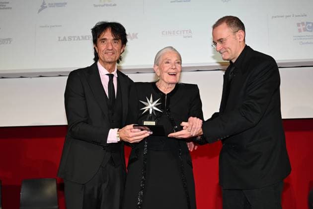 Entertainment Bilder des Tages 43rd Turin Film Festival 2025, Day 4 - Mole Stars Award to Vanessa Redgrave. Pictured: Giulio Base, Vanessa Redgrave, Carlo Gabriel Nero  Copyright: xMaurizioxD Avanzox xipa-agency.netx xDxAvanzo Mangiarottix IPA_Agency_IPA68381576