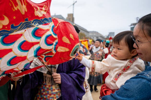 SAN FRANCISCO, CA - NOVEMBER 16: Hanfu enthusiasts showcase costumes during the annual Hanfu parade organized by Northern California Hanfu Association on November 16, 2025 in San Francisco, California.  Copyright: xVCGx 111605922243