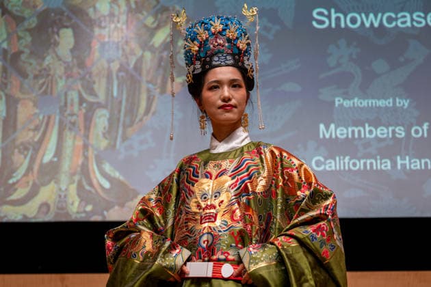 SAN FRANCISCO, CA - NOVEMBER 16: A hanfu enthusiast showcases costumes during the annual Hanfu parade organized by Northern California Hanfu Association on November 16, 2025 in San Francisco, California.  Copyright: xVCGx 111605922238