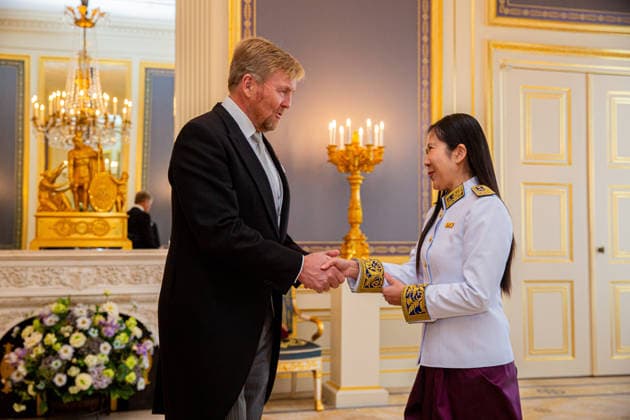 26-11-2025 Palace King Willem-Alexander during the credentials (geloofsbrieven) of the Ambassador of the Kingdom of Cambodia, Her Excellency S. Kimsour, at palace Noordeinde in The Hague. Â  Copyright: xPPEx