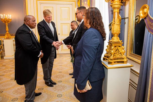 26-11-2025 Palace King Willem-Alexander during the credentials (geloofsbrieven) of the Ambassador of the Republic of Suriname, His Excellency R. W. Panka, at palace Noordeinde in The Hague. Â  Copyright: xPPEx